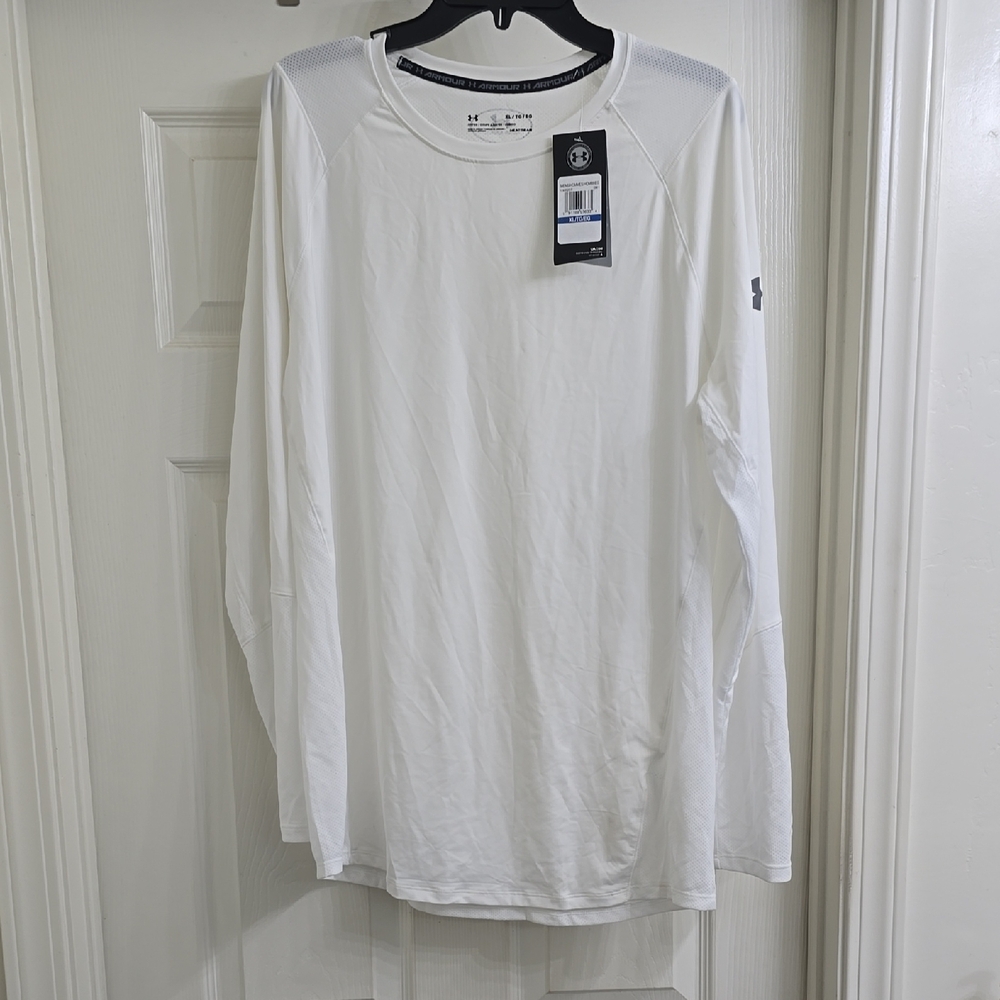 Under Armour White Long Sleeve Athletic Tee
